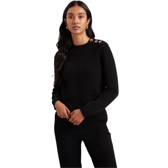 Ted Baker Janha Rose Button Rundhals Langarmpullover, Schwarz - Image 2