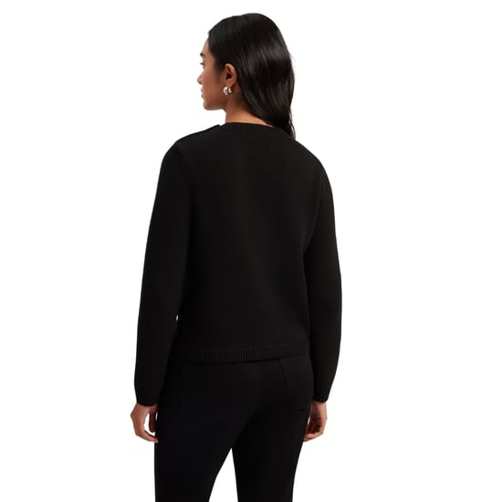 Ted Baker Janha Rose Button Rundhals Langarmpullover, Schwarz - Image 3