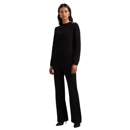 Ted Baker Janha Rose Button Rundhals Langarmpullover, Schwarz - Image 4