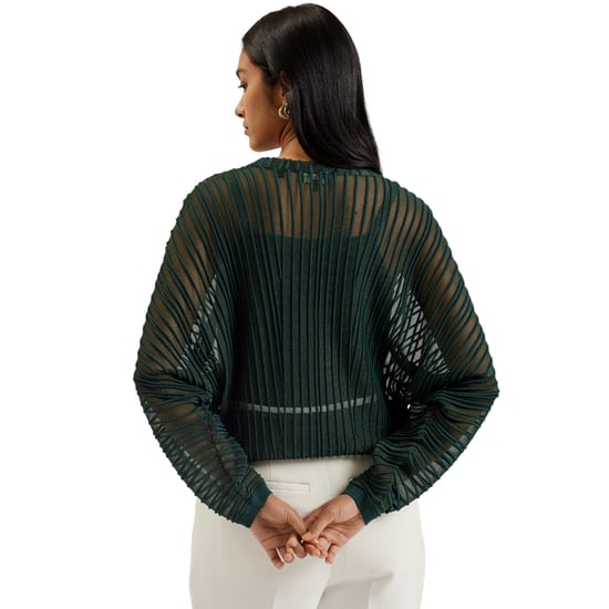 Ted Baker Nelly Transparentes, Gestreiftes, Dunkelgrünes Stricktop - Image 2