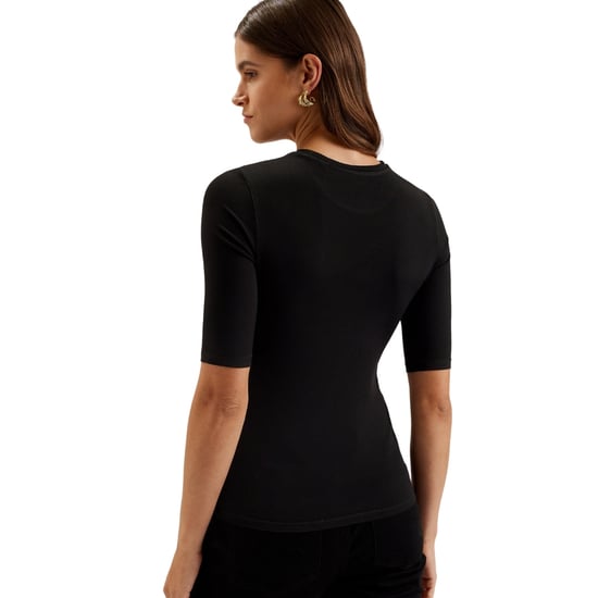 Ted Baker Floene Bedrucktes, Eng Anliegendes, Schwarzes Oberteil Mit Dreiviertelärmeln - Image 3