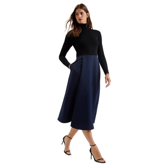 Ted Baker Chira Schwarzes Strickkleid Mit Marineblauem Wickelrock - Image 3