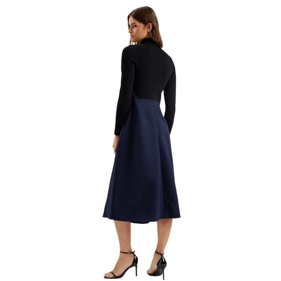 Ted Baker Chira Schwarzes Strickkleid Mit Marineblauem Wickelrock - Image 4