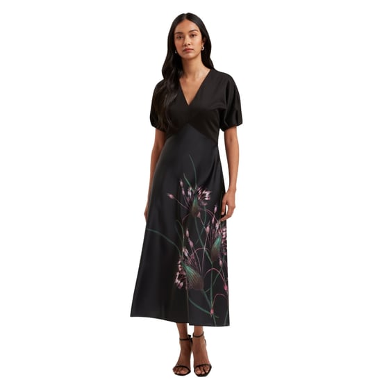 Ted Baker Sado Bedrucktes Ponte-satin-kleid In Schwarz - Image 3