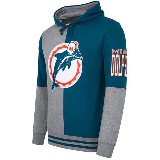 Mitchell & Ness NFL Miami Dolphins Farbgeteiltes Herren Hoodie Grau/Türkis - Image 2