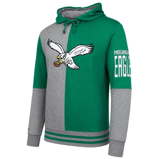 Mitchell & Ness NFL Philadelphia Eagles Split Color Herren Hoodie Grau/Grün - Image 2