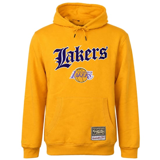 Mitchell & Ness NBA Los Angeles Lakers Old English Verwaschener Herren-Hoodie in Gelb - Image 1
