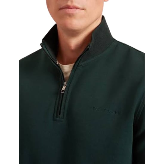 Ted Baker Crabtre Branded Honeycomb Trim Dunkelgrüner Halbzipper - Image 4