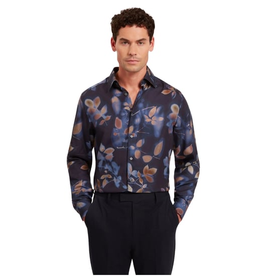 Ted Baker Kalmill Regular Fit Hemd Mit Blattschattenmuster In Marineblau - Image 2
