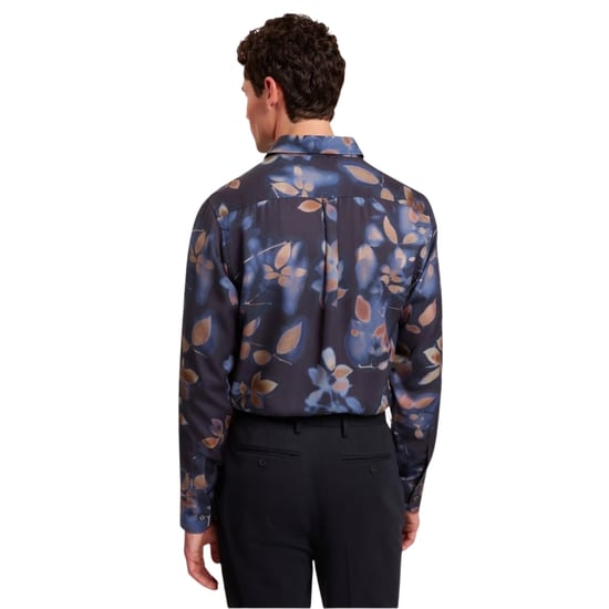 Ted Baker Kalmill Regular Fit Hemd Mit Blattschattenmuster In Marineblau - Image 3