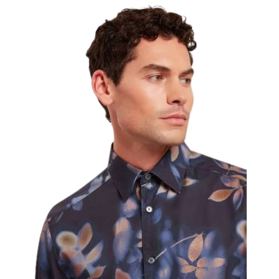 Ted Baker Kalmill Regular Fit Hemd Mit Blattschattenmuster In Marineblau - Image 4