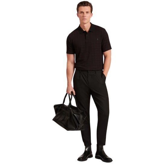 Schwarzes Polohemd Von Ted Baker Eduard Square Jacquard - Image 2