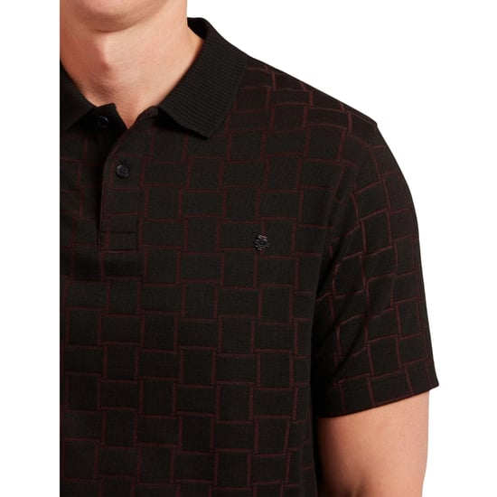 Schwarzes Polohemd Von Ted Baker Eduard Square Jacquard - Image 4