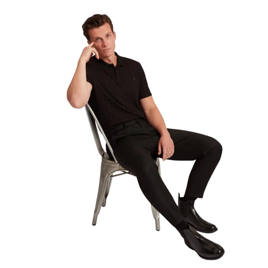 Schwarzes Polohemd Von Ted Baker Eduard Square Jacquard - Image 6