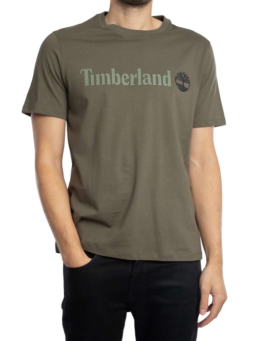 Timberland T-Shirt Mit Linearem Logo, Grün - Image 1