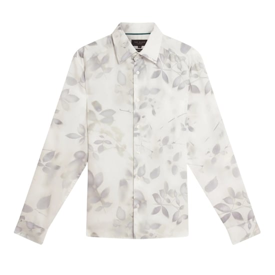 Ted Baker Kalmill Regular Fit Hemd Mit Blattschattenmuster, Weiß - Image 1