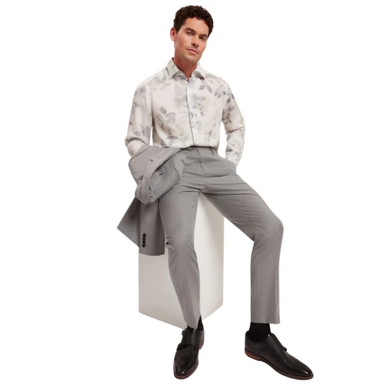 Ted Baker Kalmill Regular Fit Hemd Mit Blattschattenmuster, Weiß - Image 5