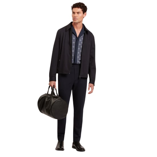 Ted Baker Danlibe Argyle Button Through Navy Jersey Shirt - Image 4