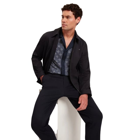 Ted Baker Danlibe Argyle Button Through Navy Jersey Shirt - Image 5