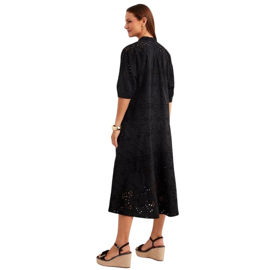 Ted Baker Nikaia Oversized Broderie Schwarzes Midikleid - Image 3
