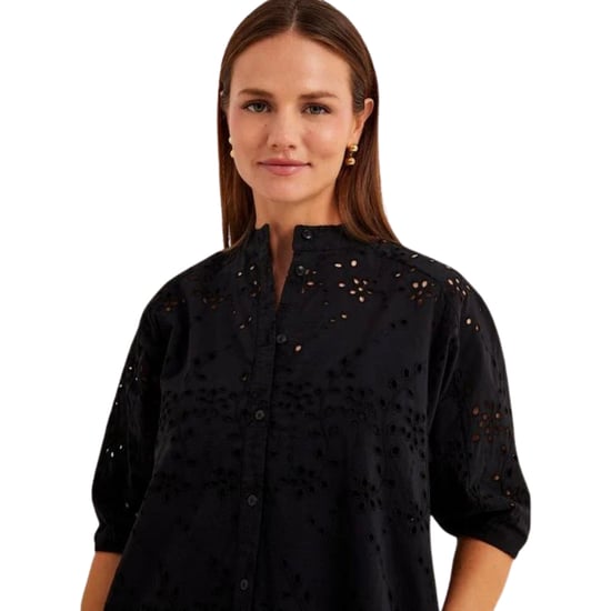 Ted Baker Nikaia Oversized Broderie Schwarzes Midikleid - Image 4