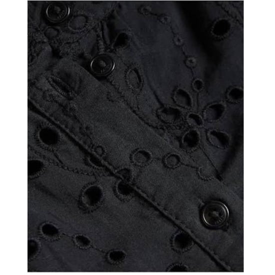 Ted Baker Nikaia Oversized Broderie Schwarzes Midikleid - Image 6
