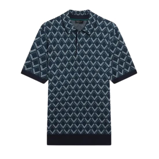 Ted Baker Melvvin Geo Jacquard Strick-polohemd In Marineblau - Image 1