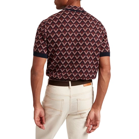 Ted Baker Melvvin Geo Jacquard Bordeauxfarbenes Strick-polohemd - Image 3