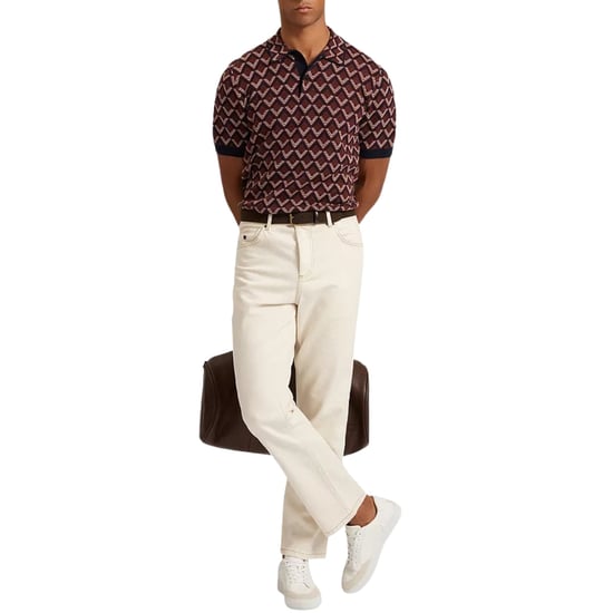 Ted Baker Melvvin Geo Jacquard Bordeauxfarbenes Strick-polohemd - Image 5