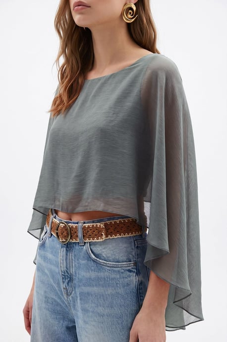 Lockere Chiffon-Bluse mit Rundhalsausschnitt - Image 2