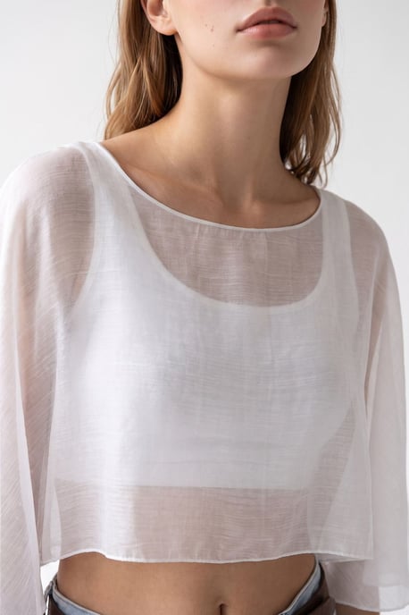 Lockere Chiffon-Bluse mit Rundhalsausschnitt - Image 2