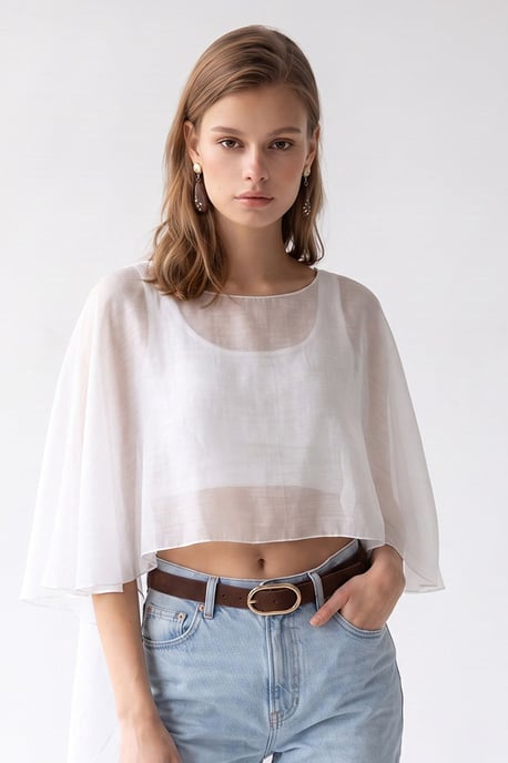 Lockere Chiffon-Bluse mit Rundhalsausschnitt - Image 3