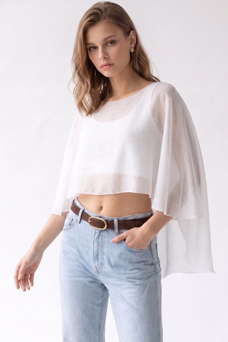 Lockere Chiffon-Bluse mit Rundhalsausschnitt - Image 4
