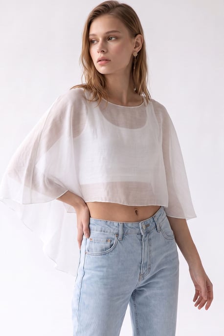 Lockere Chiffon-Bluse mit Rundhalsausschnitt - Image 5