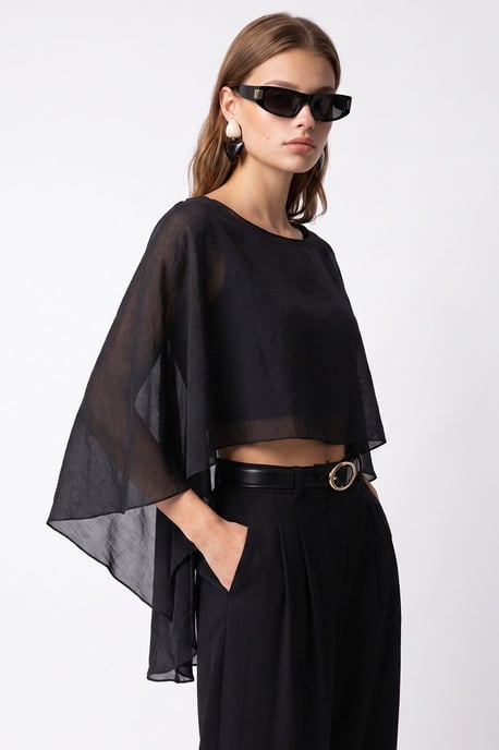 Lockere Chiffon-Bluse mit Rundhalsausschnitt - Image 2