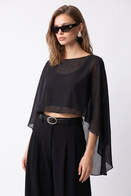 Lockere Chiffon-Bluse mit Rundhalsausschnitt - Image 3