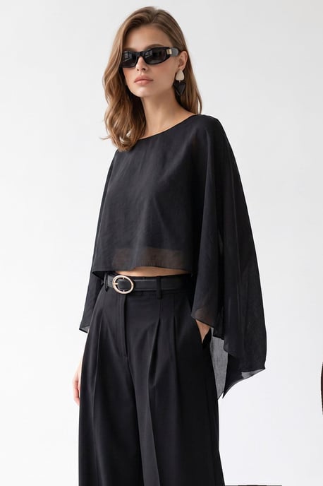 Lockere Chiffon-Bluse mit Rundhalsausschnitt - Image 4