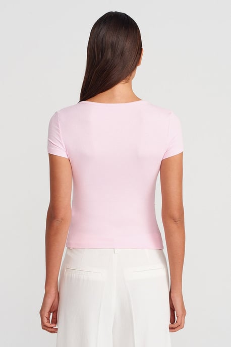 Slim Fit V-Ausschnitt Knöpfen Bluse - Image 2