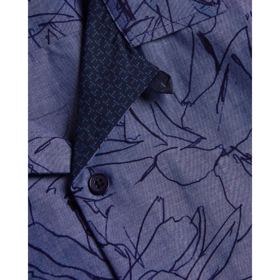 Ted Baker Terroni Regular Chambray Floral Dunkelblaues Hemd - Image 6