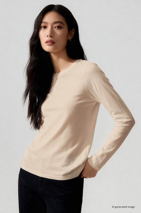Damen Baumwoll-Elasthan T-Shirt - Image 2