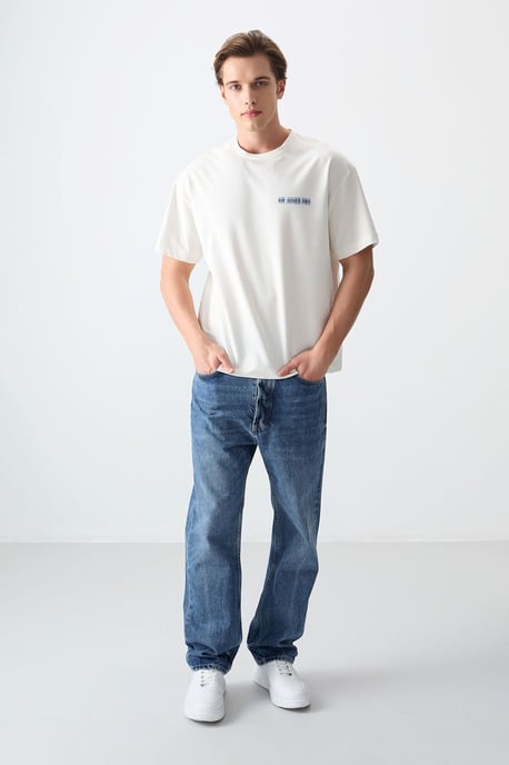 Tommy Life Oversized bedrucktes T-Shirt aus Baumwoll-Jersey - Wollweiß - Image 5