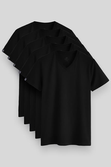 Tommy Life Baumwoll-Elastan T-Shirt mit V-Ausschnitt für Herren - Schwarz - Image 1