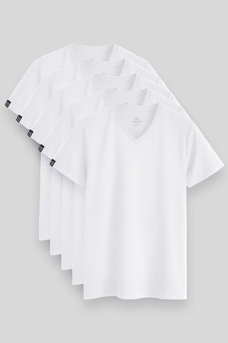 Herren Baumwolle Elastan V-Ausschnitt T-Shirt - Image 1