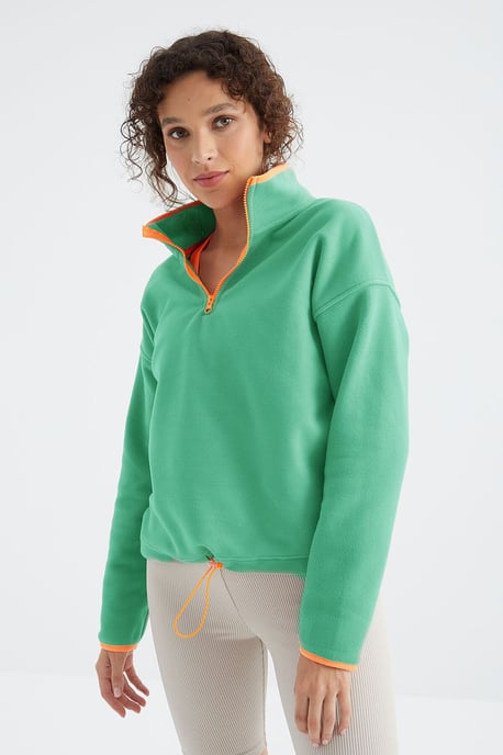 Oversized Plüsch Halb-Zip Sweatshirt - Image 3