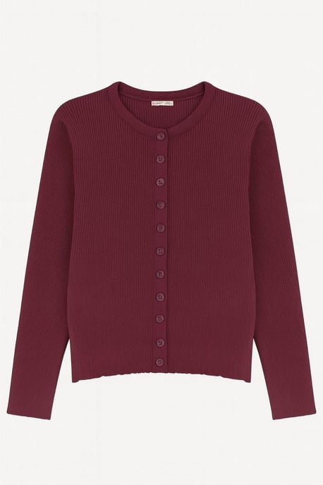 Knopfverschluss Slim Fit Rippstrick-Cardigan - Image 1