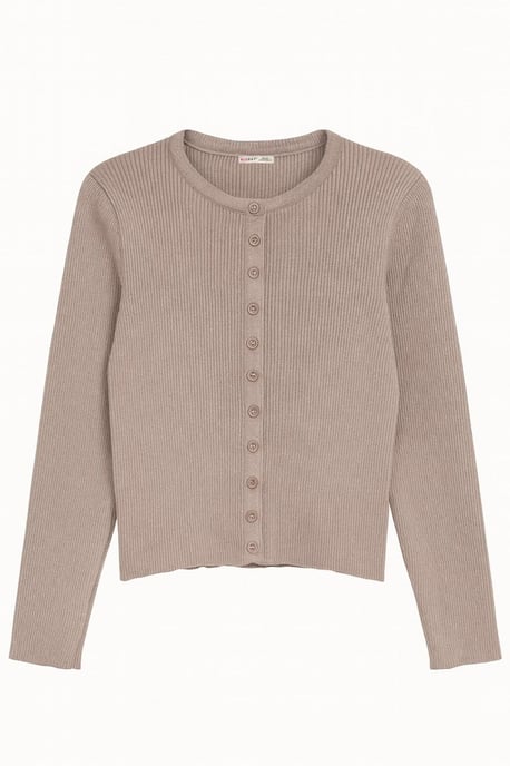Knopfverschluss Slim Fit Rippstrick-Cardigan - Image 1