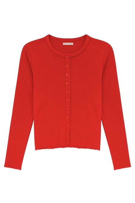 Knopfverschluss Slim Fit Rippstrick-Cardigan - Image 1