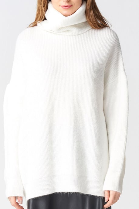 Übergroßer gerippter Rollkragenpullover - Image 3