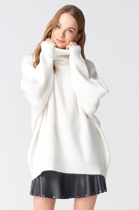 Übergroßer gerippter Rollkragenpullover - Image 4