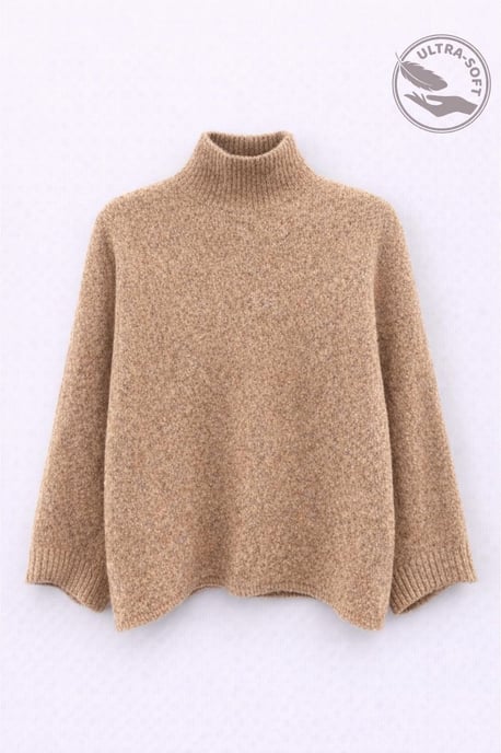 Übergroßer gerippter Rollkragenpullover - Image 1